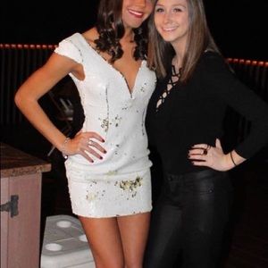 Tiger Mist White and Gold Sequin Dress